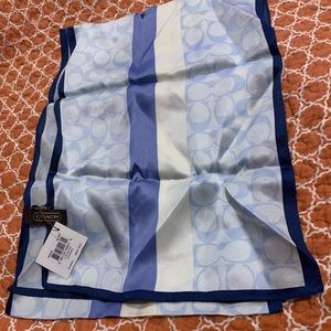 NWT COACH SILK SCARF. LADIES BLUE. 100% SILK